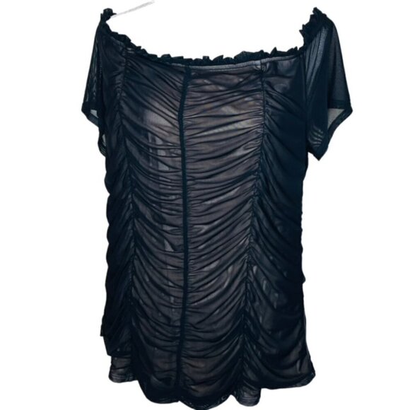 TORRID Ruched Off-Shoulder Blouse - Mesh Black - Size 2X - Picture 3 of 8